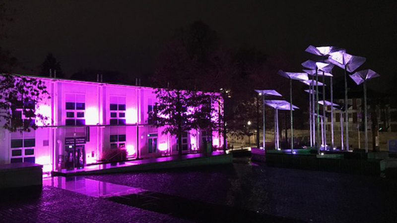 Lloyd Building lit up for Disability History Month